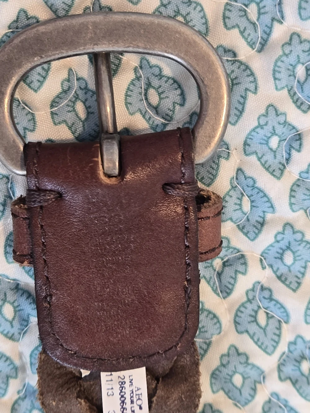 American Eagle Outfitters Braided Brown Leather Belt with Silver Buckle 11/13
